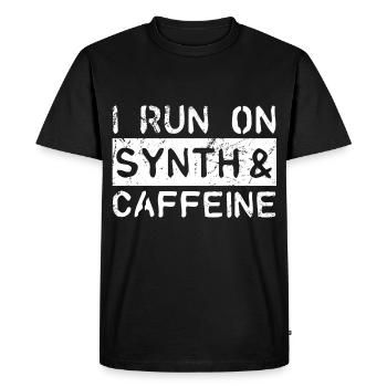 Je cours sur synthé et caféine - T-shirt Premium bio Homme - noir - Devant - Nico (187cm)
