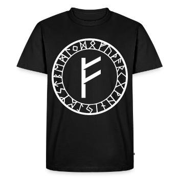 Fehu rune runic alphabet Furthark - Men's Premium Organic T-Shirt - black - Front - Nico (187cm)