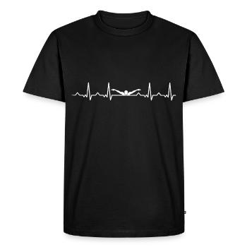 Natation rythme cardiaque schwimmer piscine - T-shirt Premium bio Homme - noir - Devant - Nico (187cm)