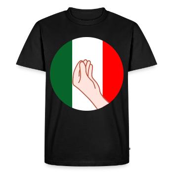 Funny Italian Humor Hand Gesture Pride Pizza - Men's Premium Organic T-Shirt - black - Front - Nico (187cm)