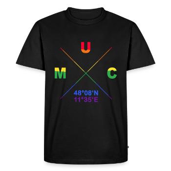 Munich MUC Coordinates Gay Pride LGBT CSD Bavaria - Men's Premium Organic T-Shirt - black - Front - Nico (187cm)