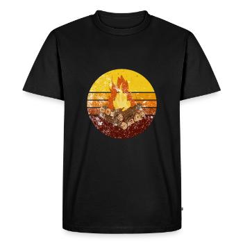 Feu de camp Camping Retro - T-shirt Premium bio Homme - noir - Devant - Nico (187cm)