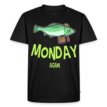 Monday Again - Monday Again T-shirt with fish - Men's Premium Organic T-Shirt - black - Front - Nico (187cm)