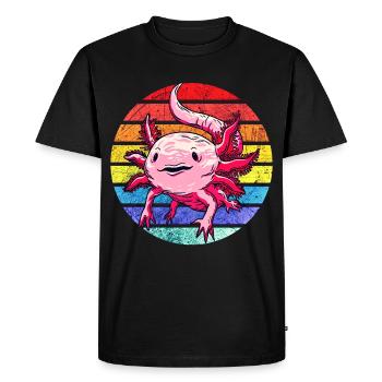 Axolotl. Rétro Axolotl. Drôle d’axolotl - T-shirt Premium bio Homme - noir - Devant - Nico (187cm)