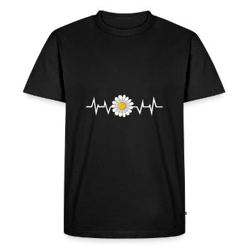 Flower Daisy Heartbeat - Men's Premium Organic T-Shirt - black - Front - Nico (187cm)