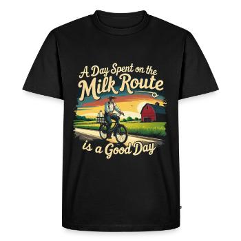 Milkman Une journée passée sur la route du lait - T-shirt Premium bio Homme - noir - Devant - Nico (187cm)