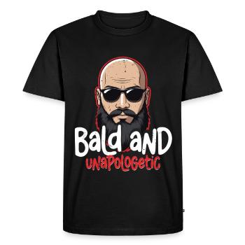 Perte de cheveux chauve Tête chauve et sans excuses - T-shirt Premium bio Homme - noir - Devant - Nico (187cm)