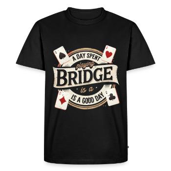 Bridge Player A Day Spend Playing Bridge - Men's Premium Organic T-Shirt - black - Front - Nico (187cm)