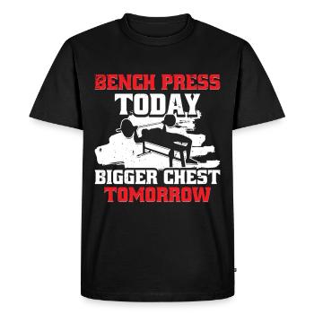 Chest Training Bodybuilder Bench Press aujourd’hui - T-shirt Premium bio Homme - noir - Devant - Nico (187cm)
