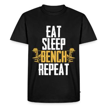 Chest Training Bodybuilder Eat Sleep Bench - Men's Premium Organic T-Shirt - black - Front - Nico (187cm)