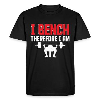 Chest Training Bodybuilder I Bench Therefore I Am - Men's Premium Organic T-Shirt - black - Front - Nico (187cm)