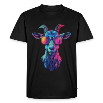 Chèvre arc-en-ciel cool avec lunettes de soleil - T-shirt Premium bio Homme - noir - Devant - Nico (187cm)
