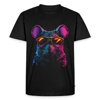Souris Cool avec Lunettes de Soleil Arc-en-ciel - T-shirt Premium bio Homme - noir - Devant - Nico (187cm)