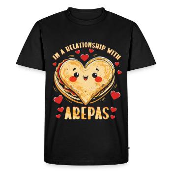 Arepa en couple avec Arepas - T-shirt Premium bio Homme - noir - Devant - Nico (187cm)