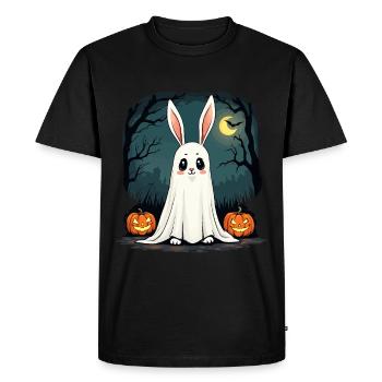 Ghost Bunny Halloween Tee Boohop ! Mignon Ghost Bunn - T-shirt Premium bio Homme - noir - Devant - Nico (187cm)