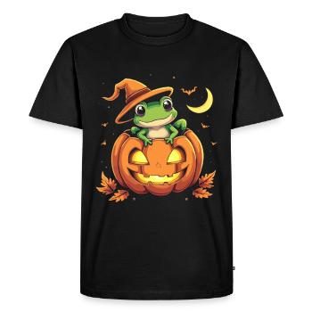 Citrouille Grenouille Ribbooobit - T-shirt Premium bio Homme - noir - Devant - Nico (187cm)