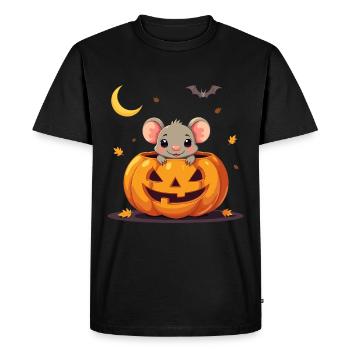 Pumpkin Mouse Halloween Cute Animals - Men's Premium Organic T-Shirt - black - Front - Nico (187cm)