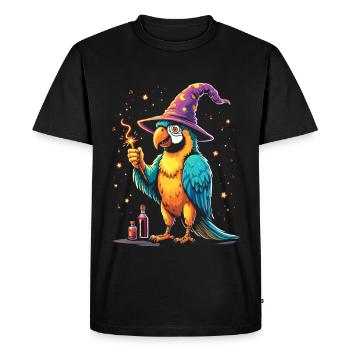 Wizard Parrot Squaaawk Abracadabra! Halloween Bird - Men's Premium Organic T-Shirt - black - Front - Nico (187cm)