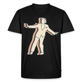 Claquettes Danse Swing Danseur Rétro Line Art - T-shirt Premium bio Homme - noir - Devant - Nico (187cm)
