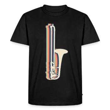 Trombone Instrument Trombonist Retro Line Art - Men's Premium Organic T-Shirt - black - Front - Nico (187cm)