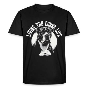 Cane Corso Dog Living the Corso Life - Men's Premium Organic T-Shirt - black - Front - Nico (187cm)