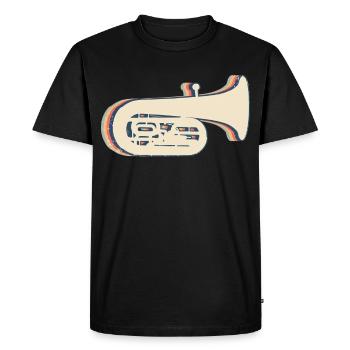 Tuba Instrument Tubist Retro Line Art - Men's Premium Organic T-Shirt - black - Front - Nico (187cm)