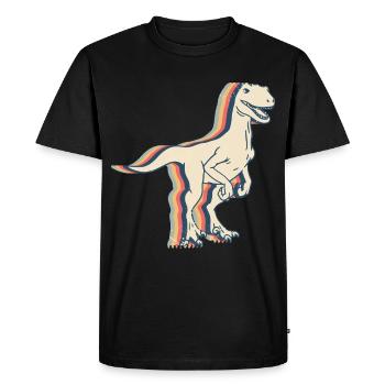 Velociraptor dinosaure dessin au trait rétro - T-shirt Premium bio Homme - noir - Devant - Nico (187cm)