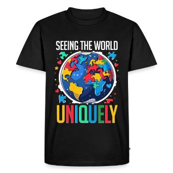 Autisme : voir le monde de manière unique - T-shirt Premium bio Homme - noir - Devant - Nico (187cm)