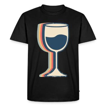 Buveur de vin Buveur Retro Line Art - T-shirt Premium bio Homme - noir - Devant - Nico (187cm)