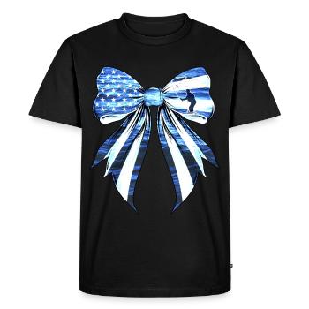 Coquette Bow Fish Fishing Fisherman US Flag - Men's Premium Organic T-Shirt - black - Front - Nico (187cm)