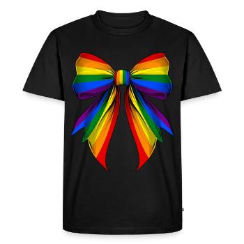 Coquette Bow Gay Pride LGBTQ - T-shirt Premium bio Homme - noir - Devant - Nico (187cm)