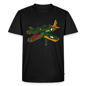Brainrot Bombardino Crocodilo – Drôle Meme Croco - T-shirt Premium bio Homme - noir - Devant - Nico (187cm)