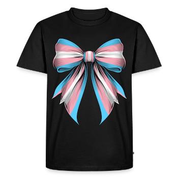 Nœud Coquet Transgenre Pride Drapeau Trans - T-shirt Premium bio Homme - noir - Devant - Nico (187cm)