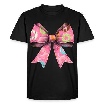 Coquette noeud Donuts Beignets Motif Sprinkles - T-shirt Premium bio Homme - noir - Devant - Nico (187cm)