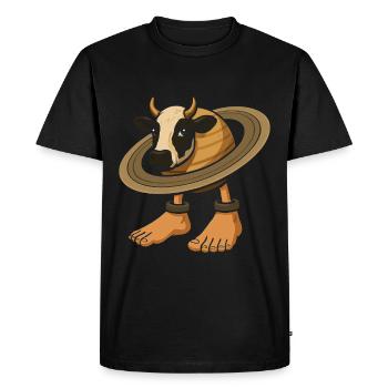 Brainrot La Vaca Saturno Saturnita – Mème drôle - T-shirt Premium bio Homme - noir - Devant - Nico (187cm)