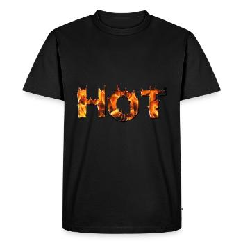 FEU CHAUD chaud cadeau brûler idée flamme - T-shirt Premium bio Homme - noir - Devant - Nico (187cm)