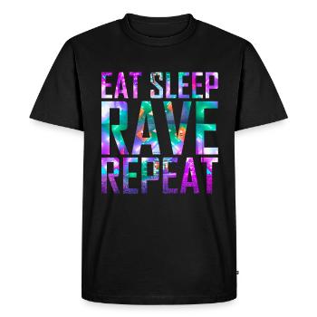 Eat Sleep Rave Repeat | Festival coloré - T-shirt Premium bio Homme - noir - Devant - Nico (187cm)