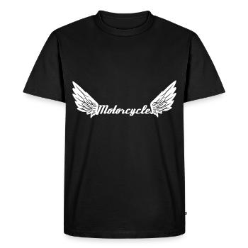 Motorcycle Motorcyclist Biker Wings - Men's Premium Organic T-Shirt - black - Front - Nico (187cm)
