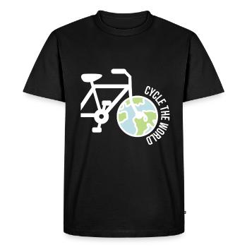 Voyage dans le monde avec une idée de cadeau de vélo - T-shirt Premium bio Homme - noir - Devant - Nico (187cm)