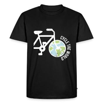 Voyage dans le monde avec une idée de cadeau de vélo - T-shirt Premium bio Homme - noir - Devant - Nico (187cm)