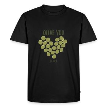 Olive heart love plant gift idea olive tree - Men's Premium Organic T-Shirt - black - Front - Nico (187cm)