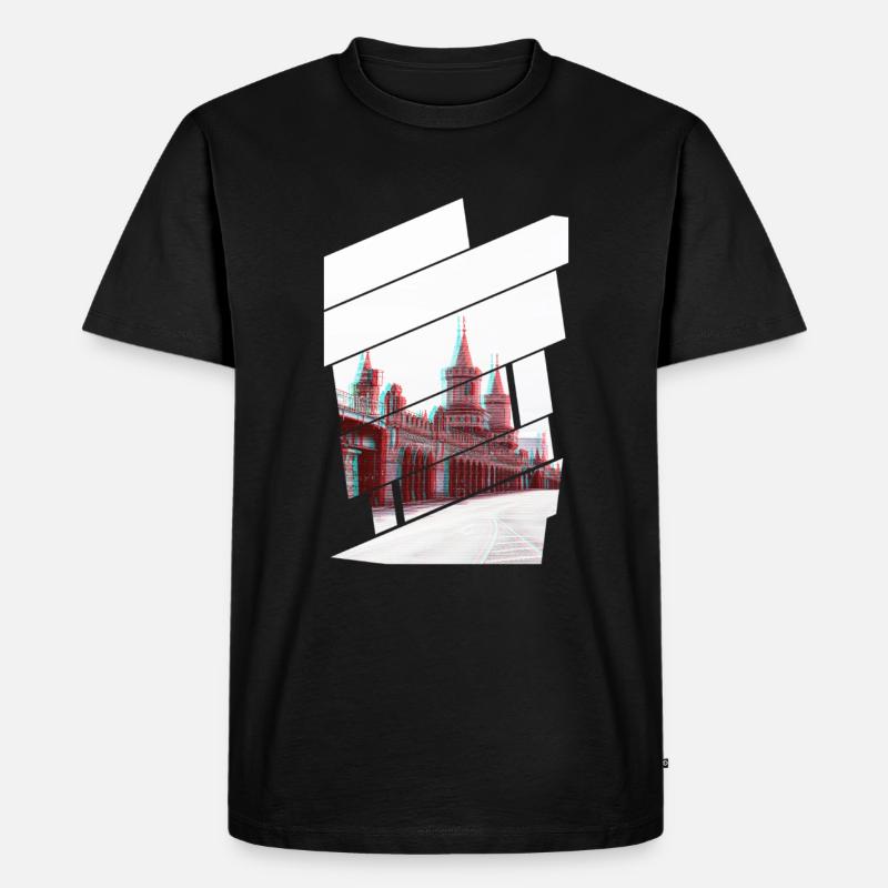 Berlin Oberbaumbrücke Glitch - Männer Premium Bio T-Shirt - Schwarz