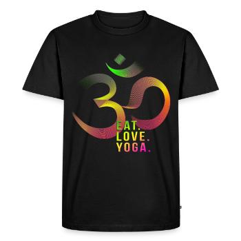 Eat. Je t’aime. Yoga. - T-shirt Premium bio Homme - noir - Devant - Nico (187cm)