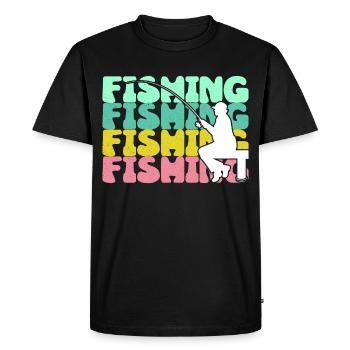 Pêche Pêche Pêche - T-shirt Premium bio Homme - noir - Devant - Nico (187cm)