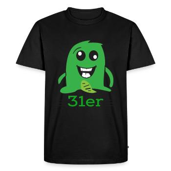 chemise cadeau 31er monstre vert - T-shirt Premium bio Homme - noir - Devant - Nico (187cm)