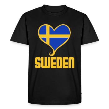 Suède coeur pays drapeau Stockholm - T-shirt Premium bio Homme - noir - Devant - Nico (187cm)