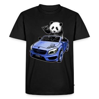 panda in the car gift idea - Men's Premium Organic T-Shirt - black - Front - Nico (187cm)