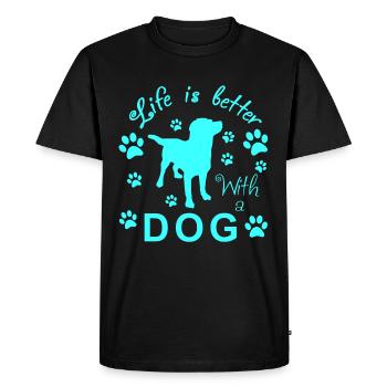 Motif chien turquoise - T-shirt Premium bio Homme - noir - Devant - Nico (187cm)