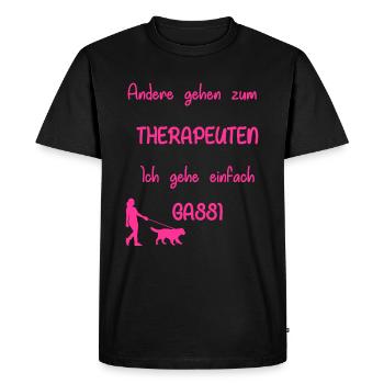 Motif chien violet - T-shirt Premium bio Homme - noir - Devant - Nico (187cm)