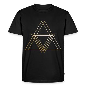 Formes symboles triangle cadeau or géométrique - T-shirt Premium bio Homme - noir - Devant - Nico (187cm)